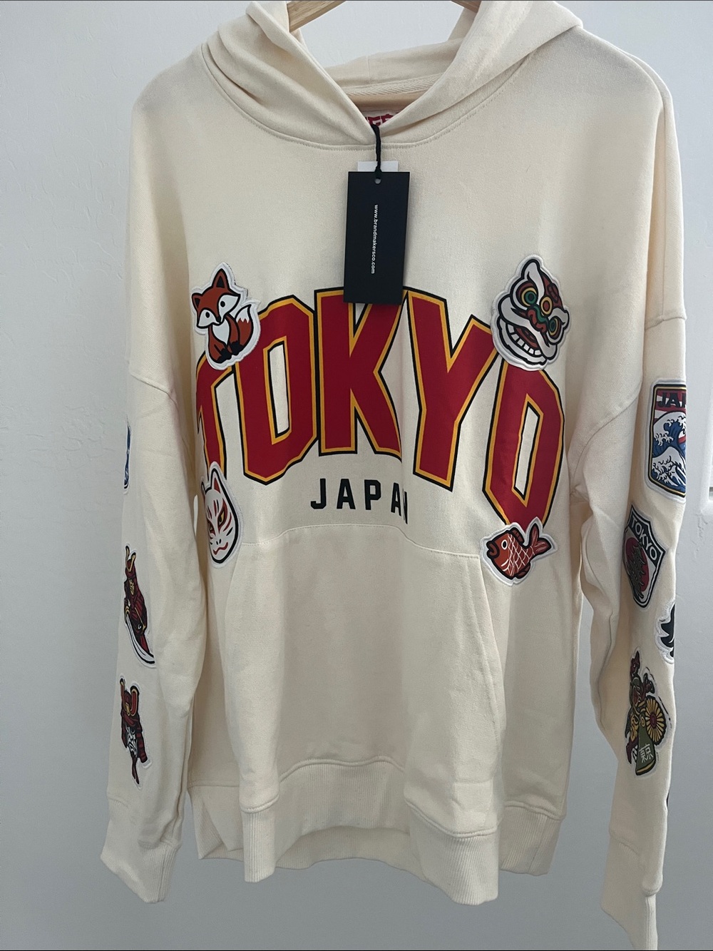 IKIGAI BrandMakers Tokyo Japan Graphic Hoodie Sweatshirt - Cream Large